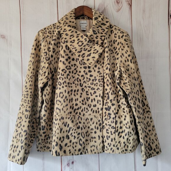 Chico’s 100% Soft Leather Leopard Print One Button Jacket Women’s 2x, Soft silky - Picture 1 of 8